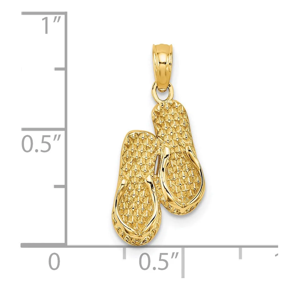 14k 3D CAPE COD Double Flip-Flop Charm