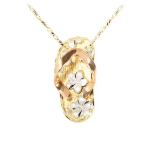 14K Tri-Color Gold Slipper (Flip Flop) Pendant (S/M/L) (Chain Sold Separately)