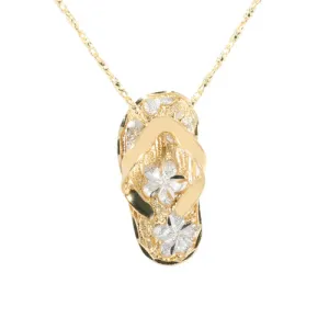14K Two-Tone Gold Slipper (Flip Flop) Pendant (S/M/L) (Chain Sold Separately)