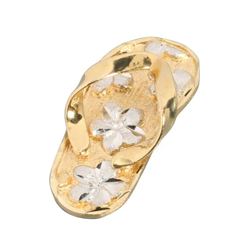 14K Two-Tone Gold Slipper (Flip Flop) Pendant (S/M/L) (Chain Sold Separately)