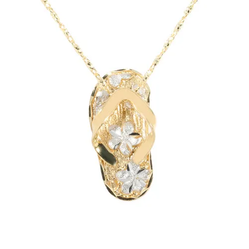14K Two-Tone Gold Slipper (Flip Flop) Pendant (S/M/L) (Chain Sold Separately)