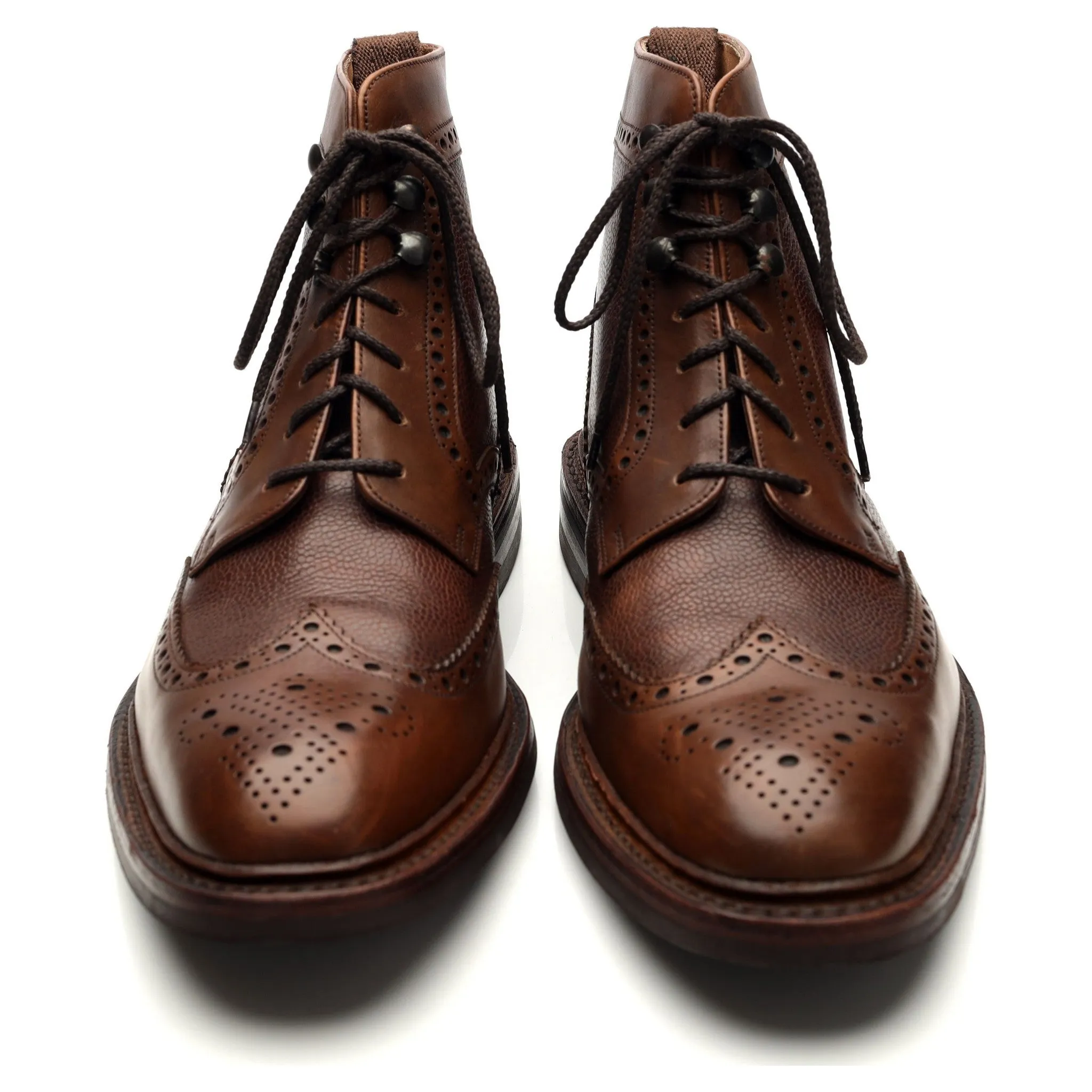 1880 'Bosworth' Dark Brown Leather Brogue Boots UK 8.5 F