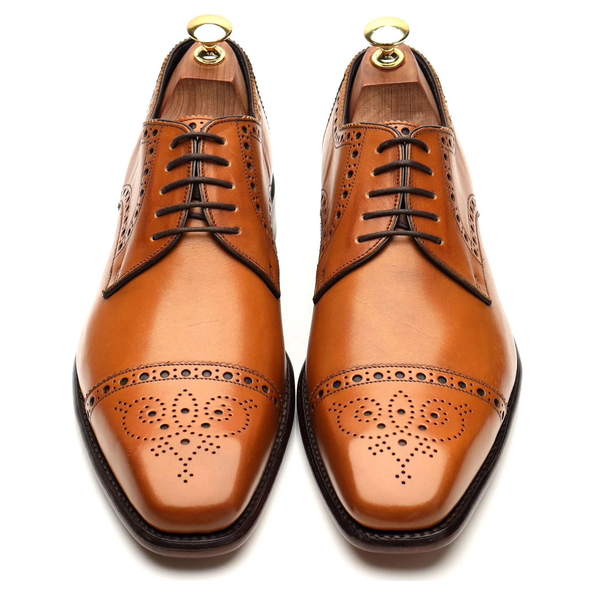 1880 'Byron' Tan Brown Leather Derby Brogues UK 8 F