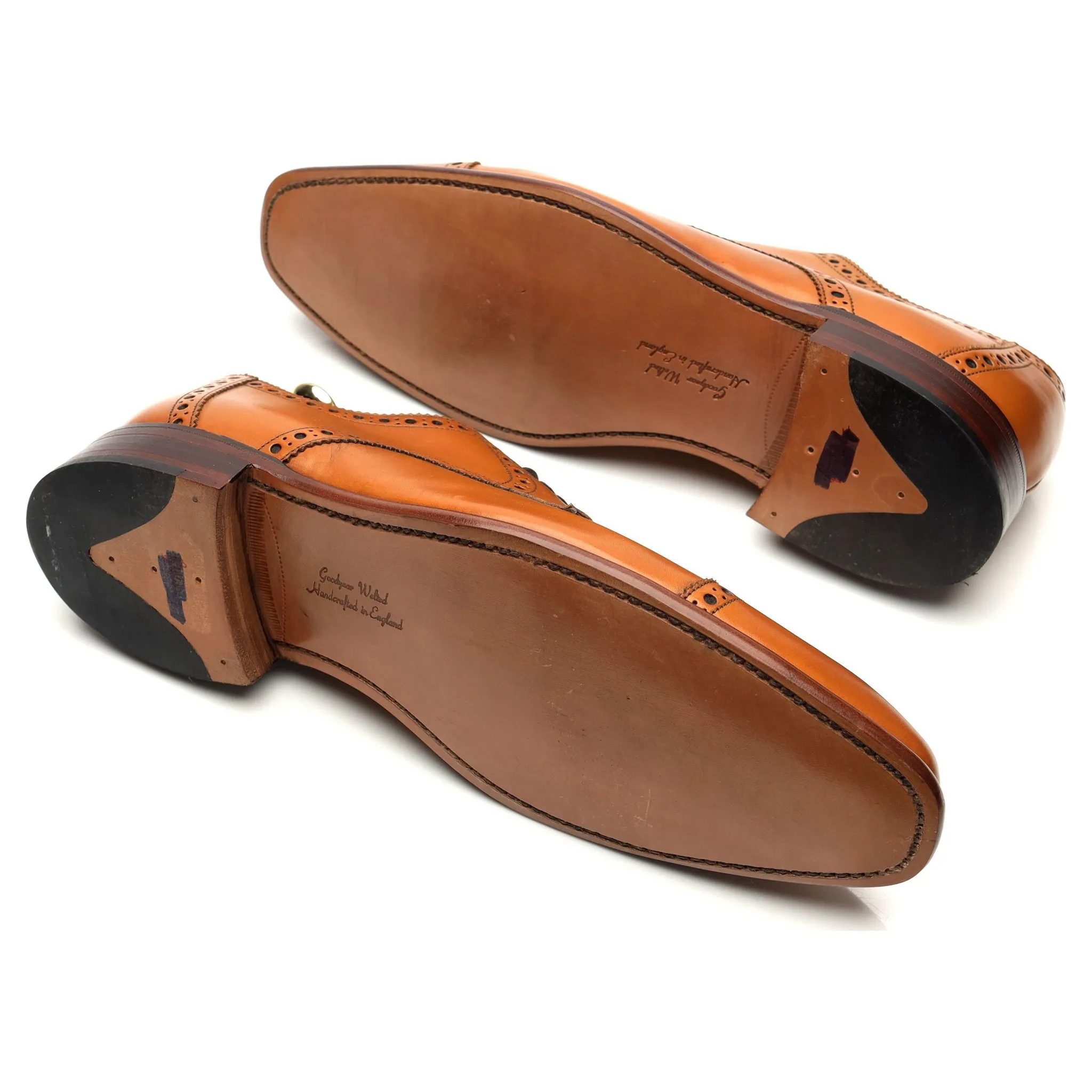 1880 'Byron' Tan Brown Leather Derby Brogues UK 8 F