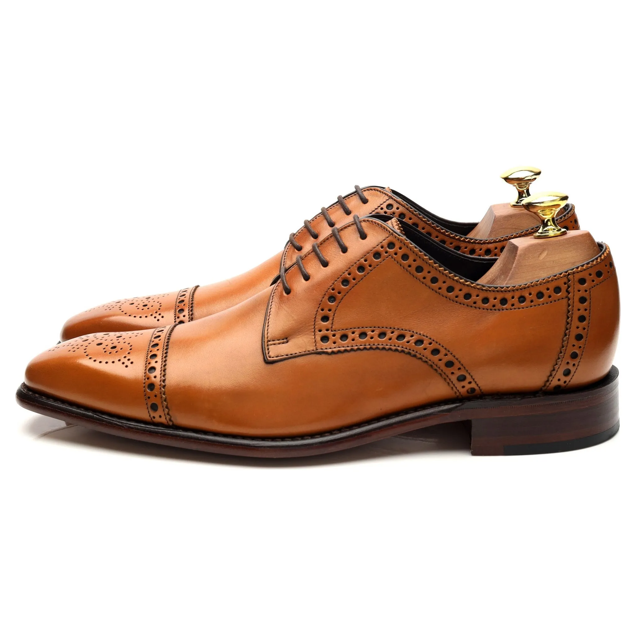 1880 'Byron' Tan Brown Leather Derby Brogues UK 8 F
