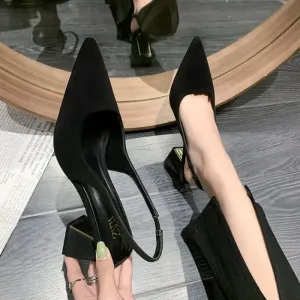 2024 Summer New Pointed Solid Color Simple Shallow Mouth Comfortable Women's Outwear Back Strap Fashion Sandals Women