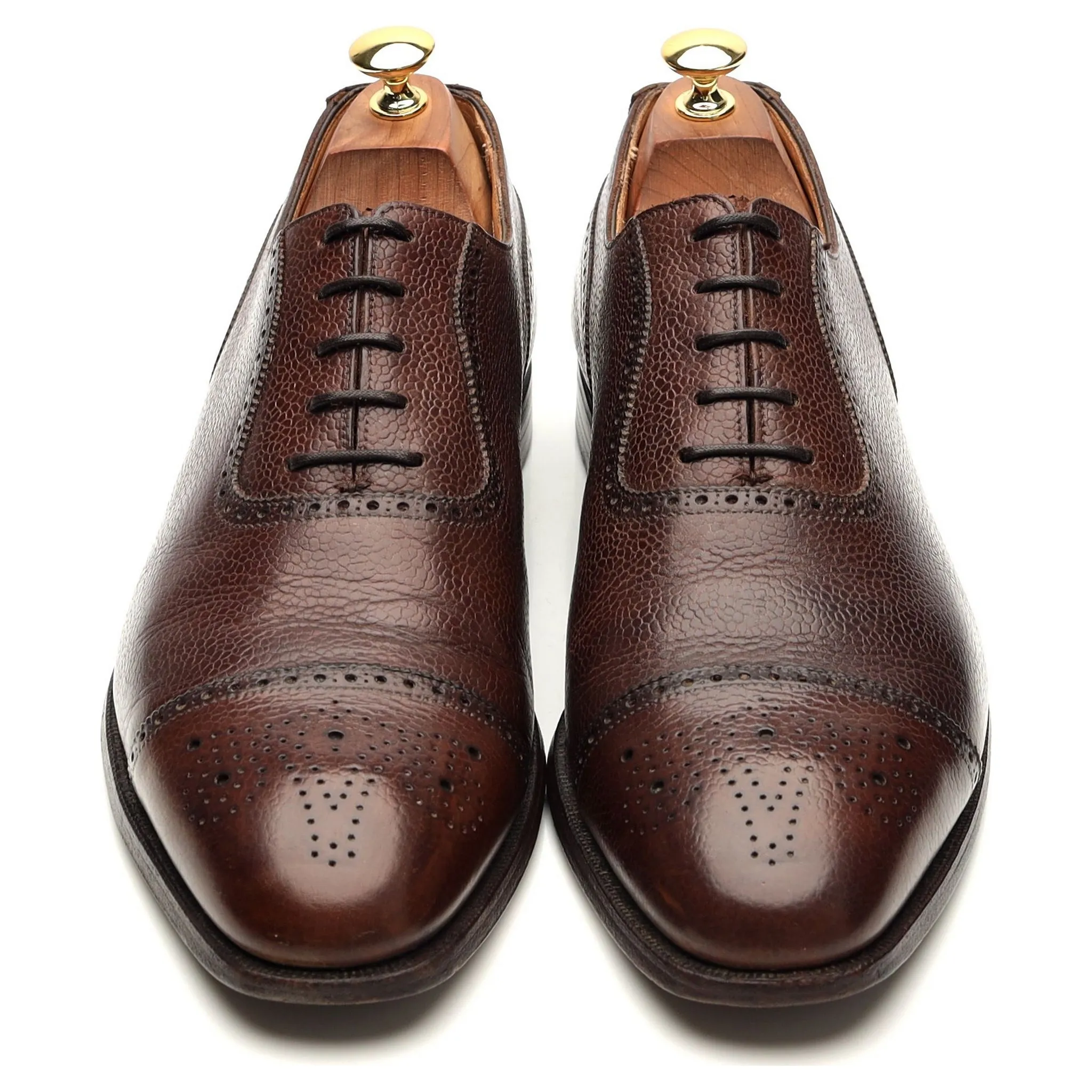 'Adam' Dark Brown Grain Leather Oxford Brogues UK 10.5 E