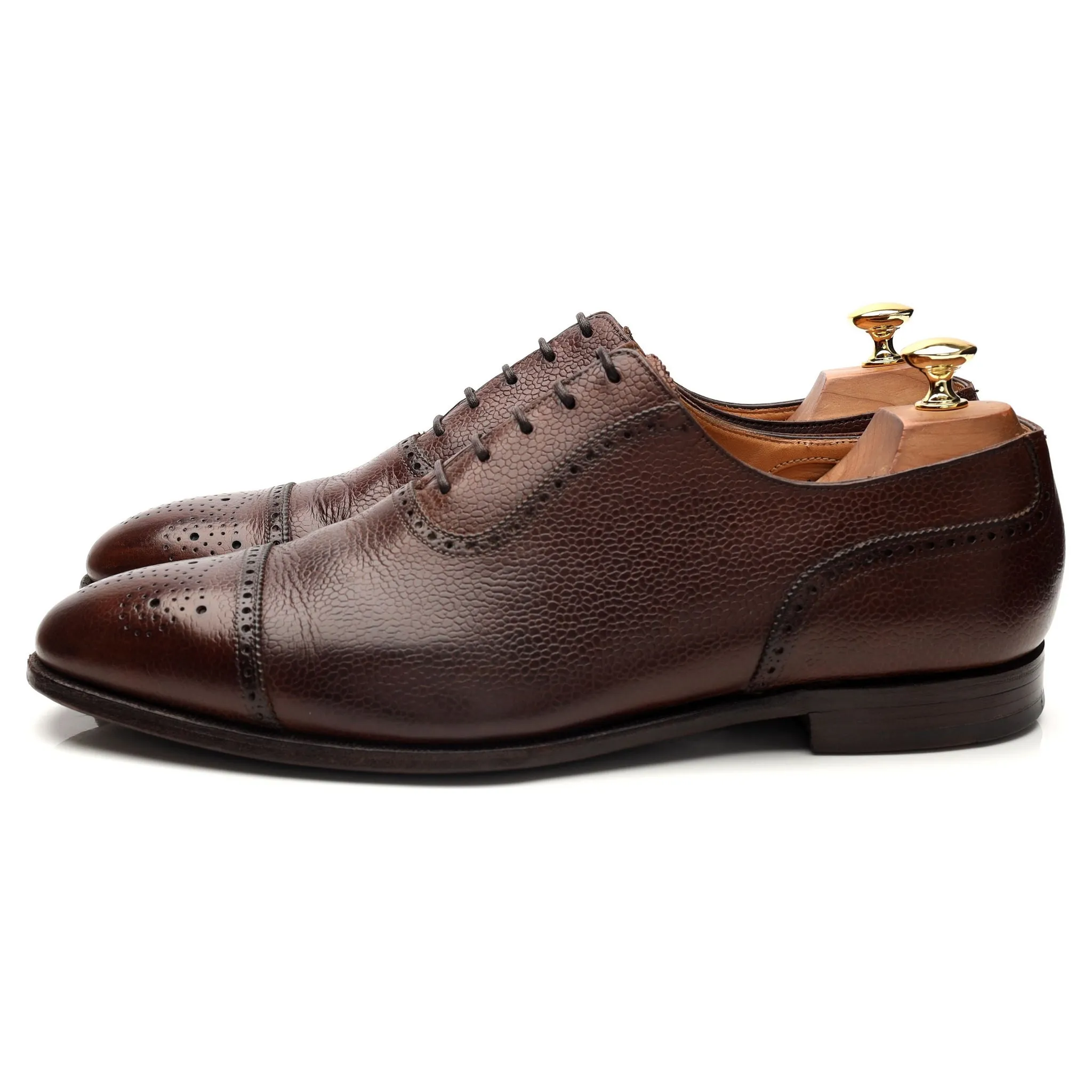 'Adam' Dark Brown Grain Leather Oxford Brogues UK 10.5 E