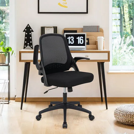 Adjustable Mesh Office Chair Rolling Computer Desk Chair with Flip-up Armrest-Bl