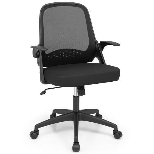 Adjustable Mesh Office Chair Rolling Computer Desk Chair with Flip-up Armrest-Bl