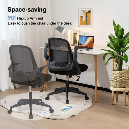 Adjustable Mesh Office Chair Rolling Computer Desk Chair with Flip-up Armrest-Bl