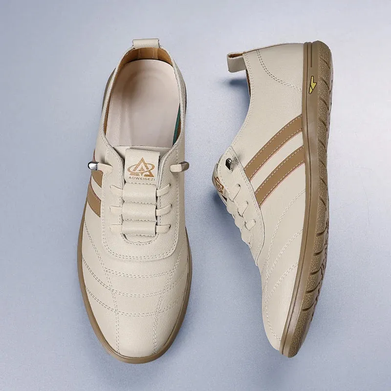 ADVBRIDGE  -  Men's New Shoes Leather Casual Shoes Spring New Style FashionComfortable Non-slip Striped Lace-up Loafers Casual Flat Shoes