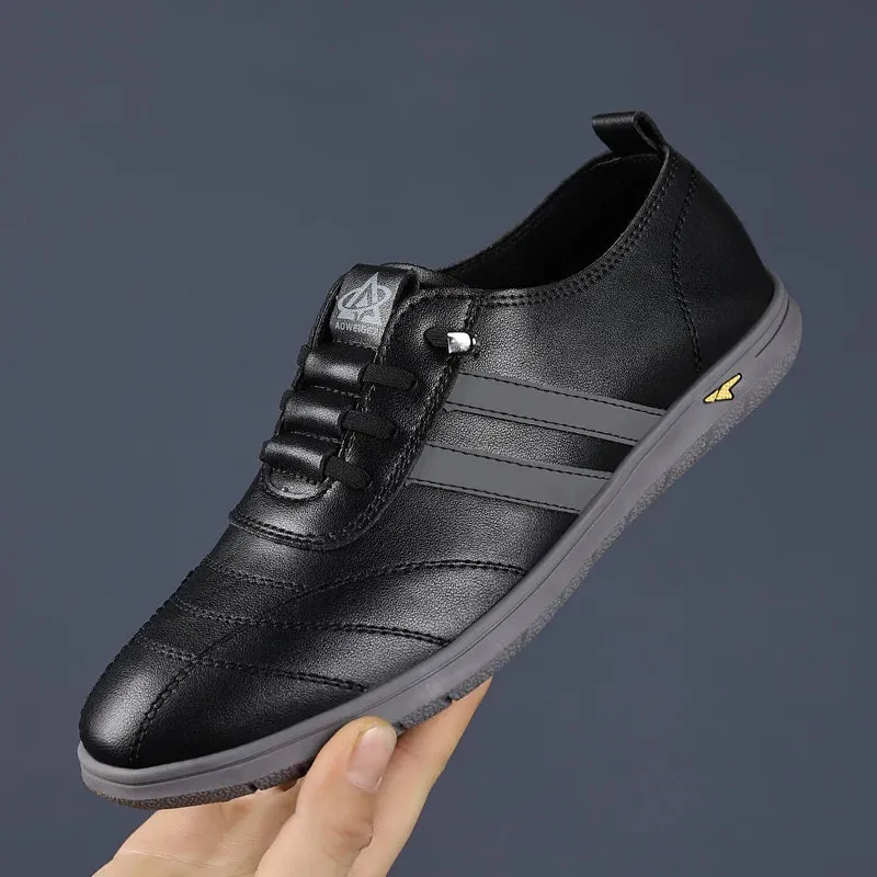 ADVBRIDGE  -  Men's New Shoes Leather Casual Shoes Spring New Style FashionComfortable Non-slip Striped Lace-up Loafers Casual Flat Shoes