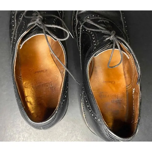 Allen Edmonds Chester Wingtip Black 1903 Leather Shoes Oxford Mens 9.5 D USA