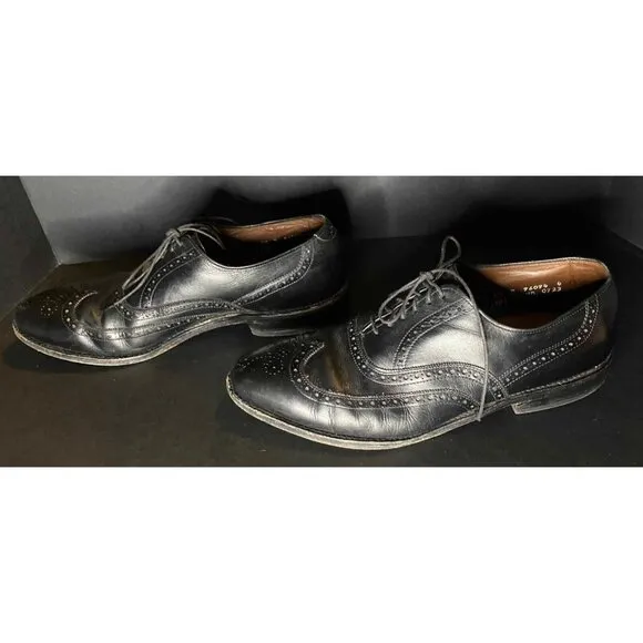 Allen Edmonds Chester Wingtip Black 1903 Leather Shoes Oxford Mens 9.5 D USA