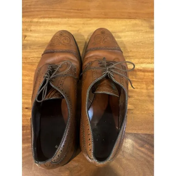 Allen Edmonds Sanford Strand Brogue Cap Toe Oxford Shoes Mens‎ 11.5 Brown Tan
