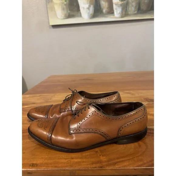 Allen Edmonds Sanford Strand Brogue Cap Toe Oxford Shoes Mens‎ 11.5 Brown Tan