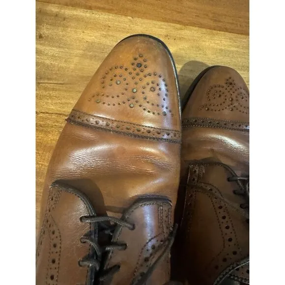 Allen Edmonds Sanford Strand Brogue Cap Toe Oxford Shoes Mens‎ 11.5 Brown Tan