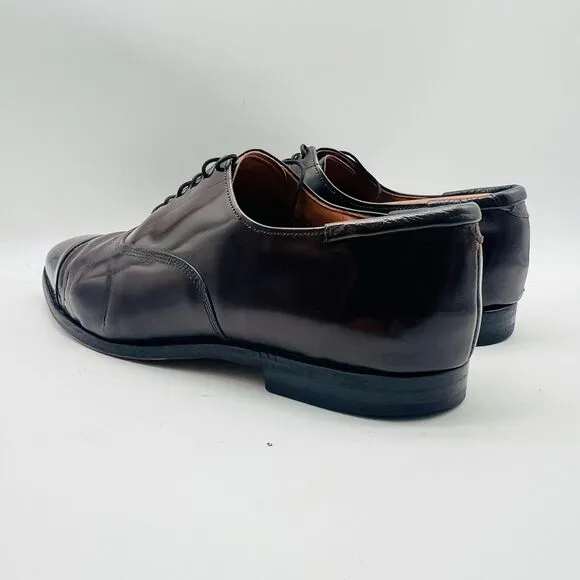 Allen Edmonds Shoes Mens 9 Burgundy Brown Oxford Park Avenue Leather Cap Toe