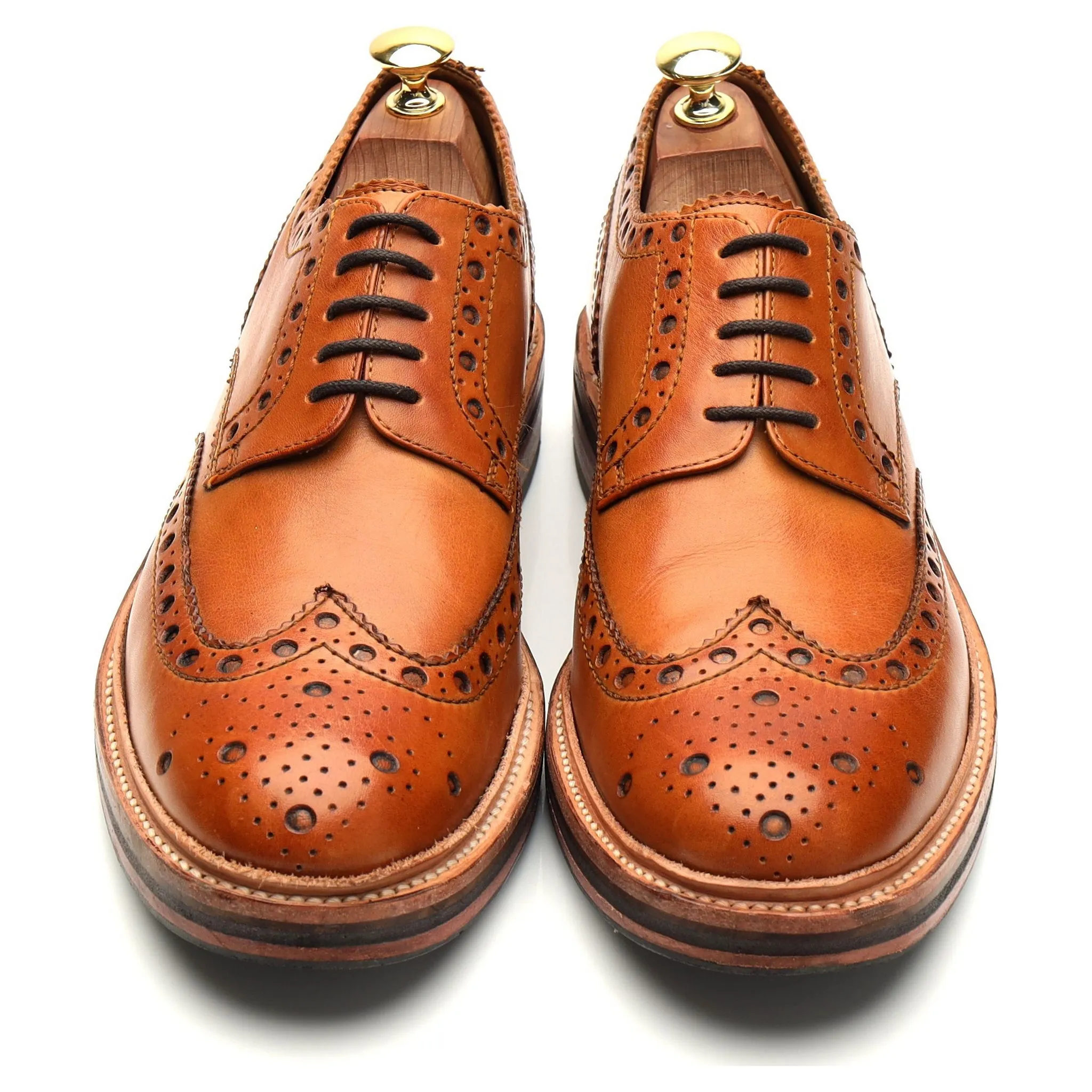 'Archie' Tan Brown Leather Derby Brogues UK 8 G