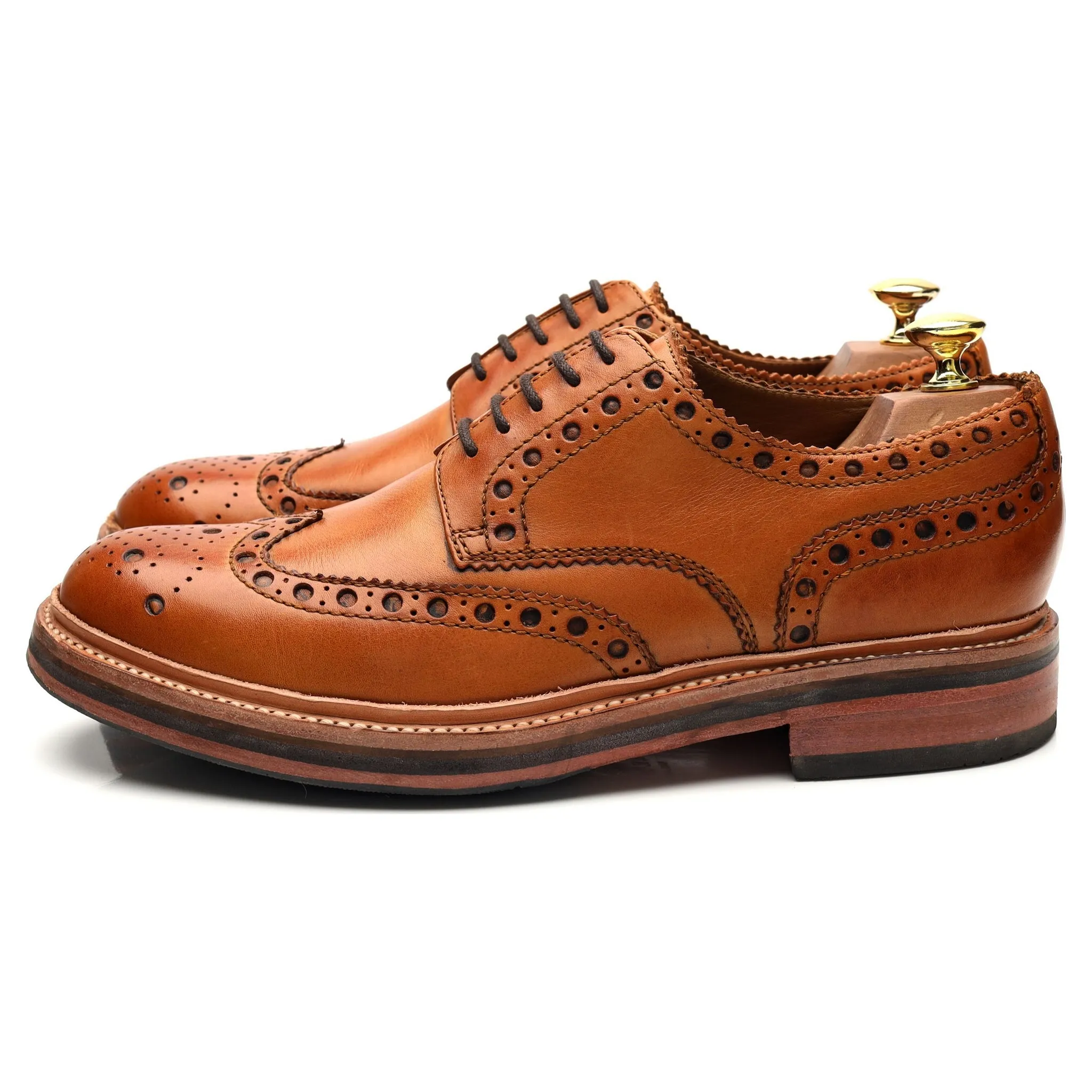 'Archie' Tan Brown Leather Derby Brogues UK 8 G