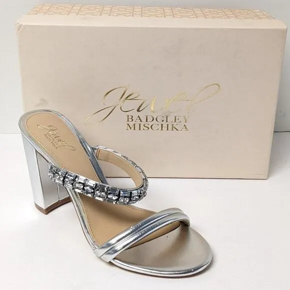 Badgley Mischka Jewel Katherine Dress Sandals, Silver, Women's 8.5 M