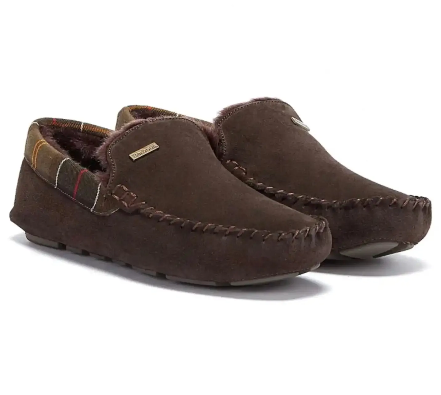 Barbour Mens Monty Moccasin Slippers Brown Suede