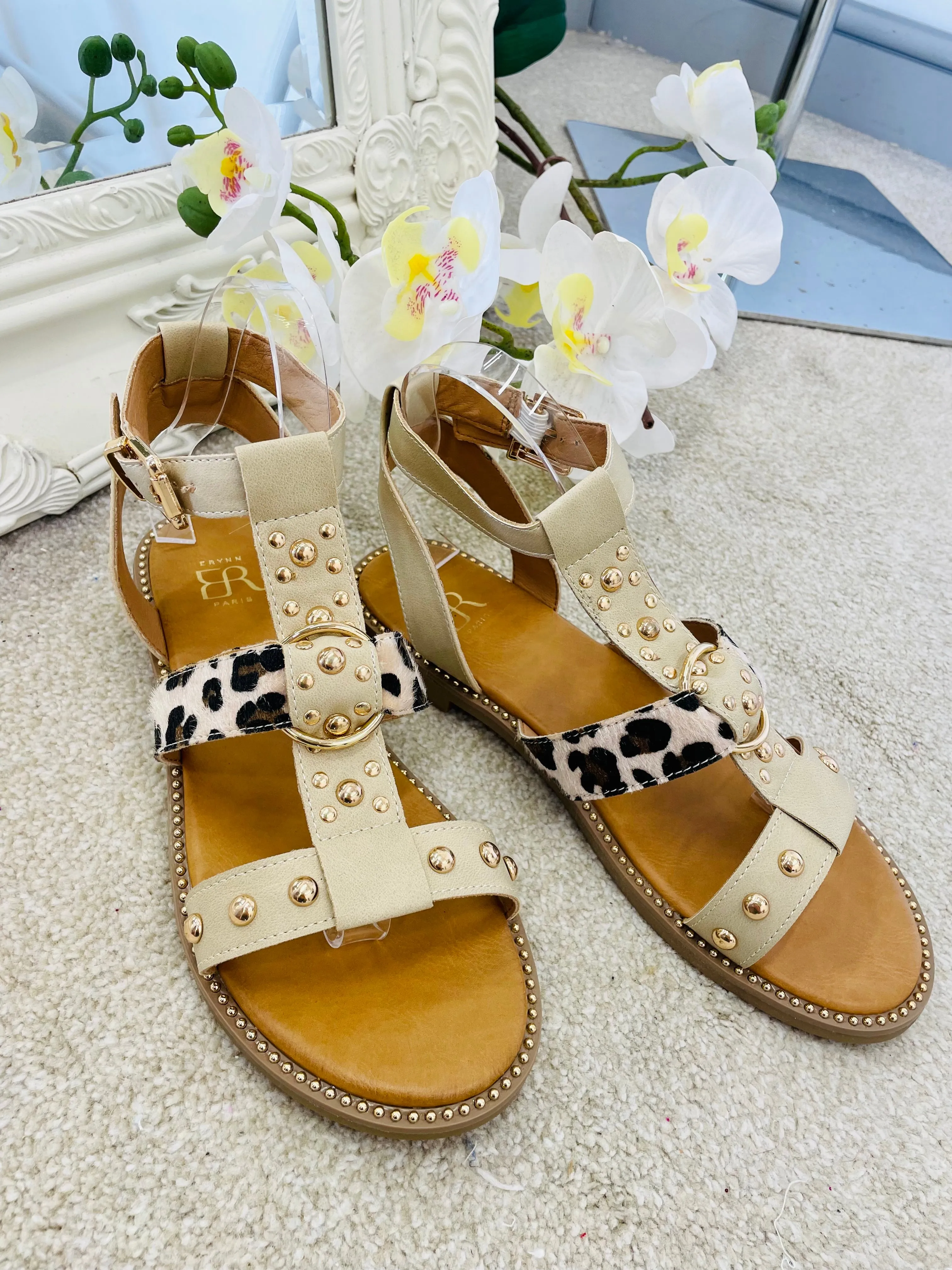 BEIGE GLADIATOR SANDALS ( LA 178 )