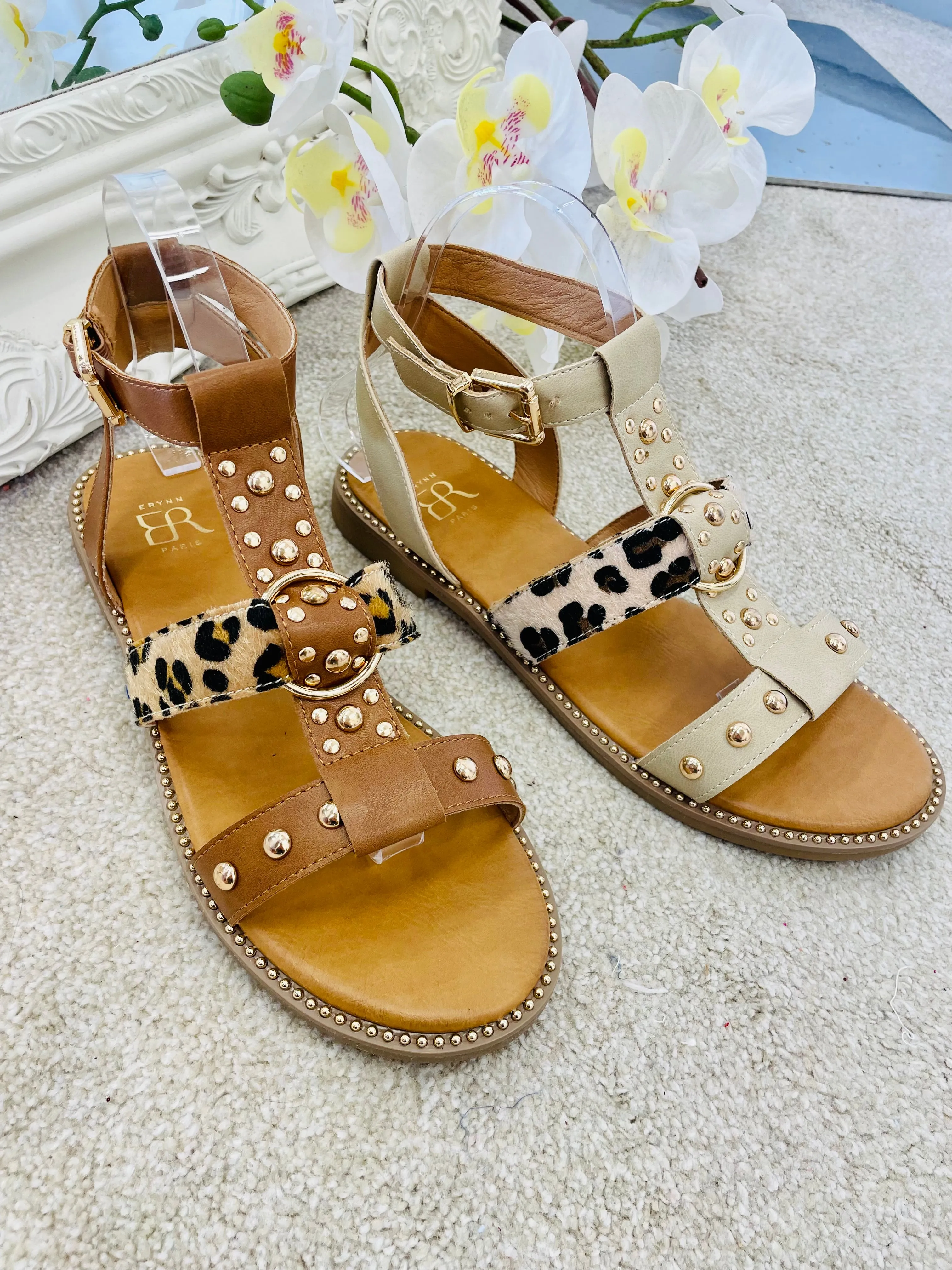 BEIGE GLADIATOR SANDALS ( LA 178 )