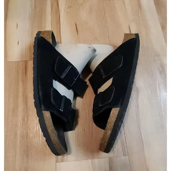 Birkenstock Arizona Black Suede Leather Sandals Sz 41 Sz W10 M8 Slip On