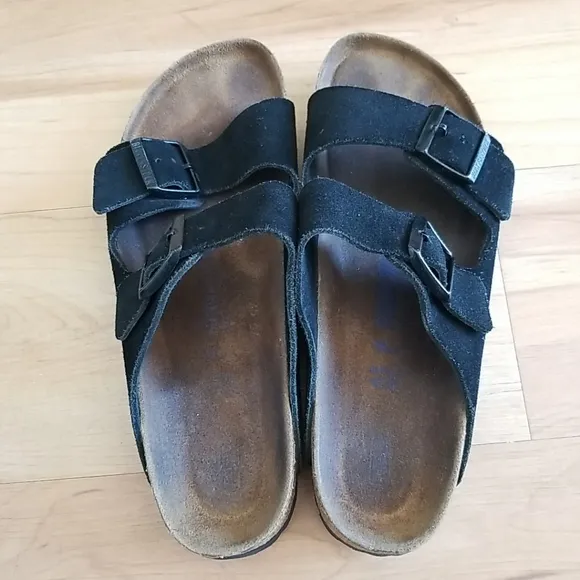 Birkenstock Arizona Black Suede Leather Sandals Sz 41 Sz W10 M8 Slip On