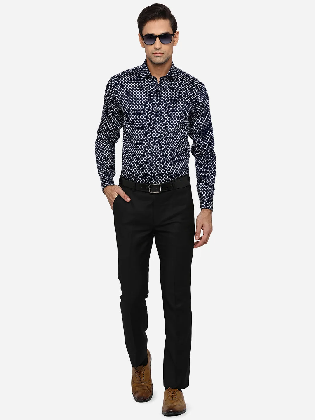 Black Solid Slim Fit Formal Trouser | JB STUDIO