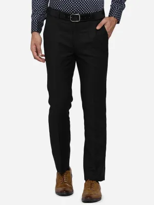 Black Solid Slim Fit Formal Trouser | JB STUDIO