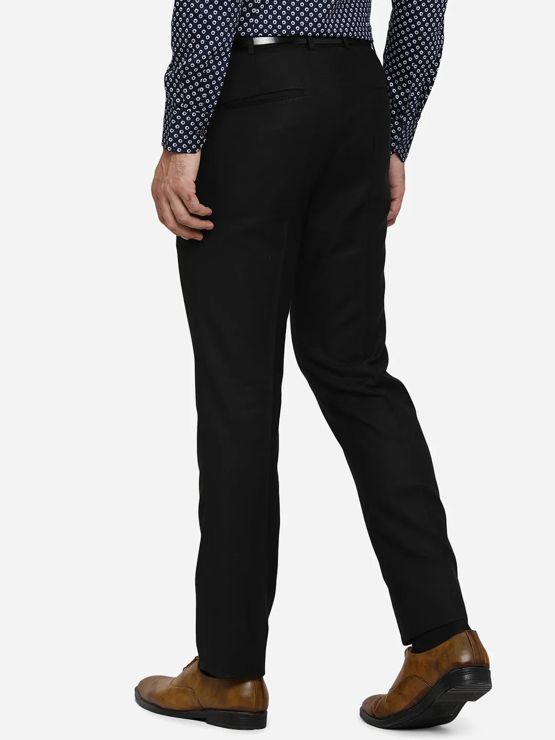 Black Solid Slim Fit Formal Trouser | JB STUDIO