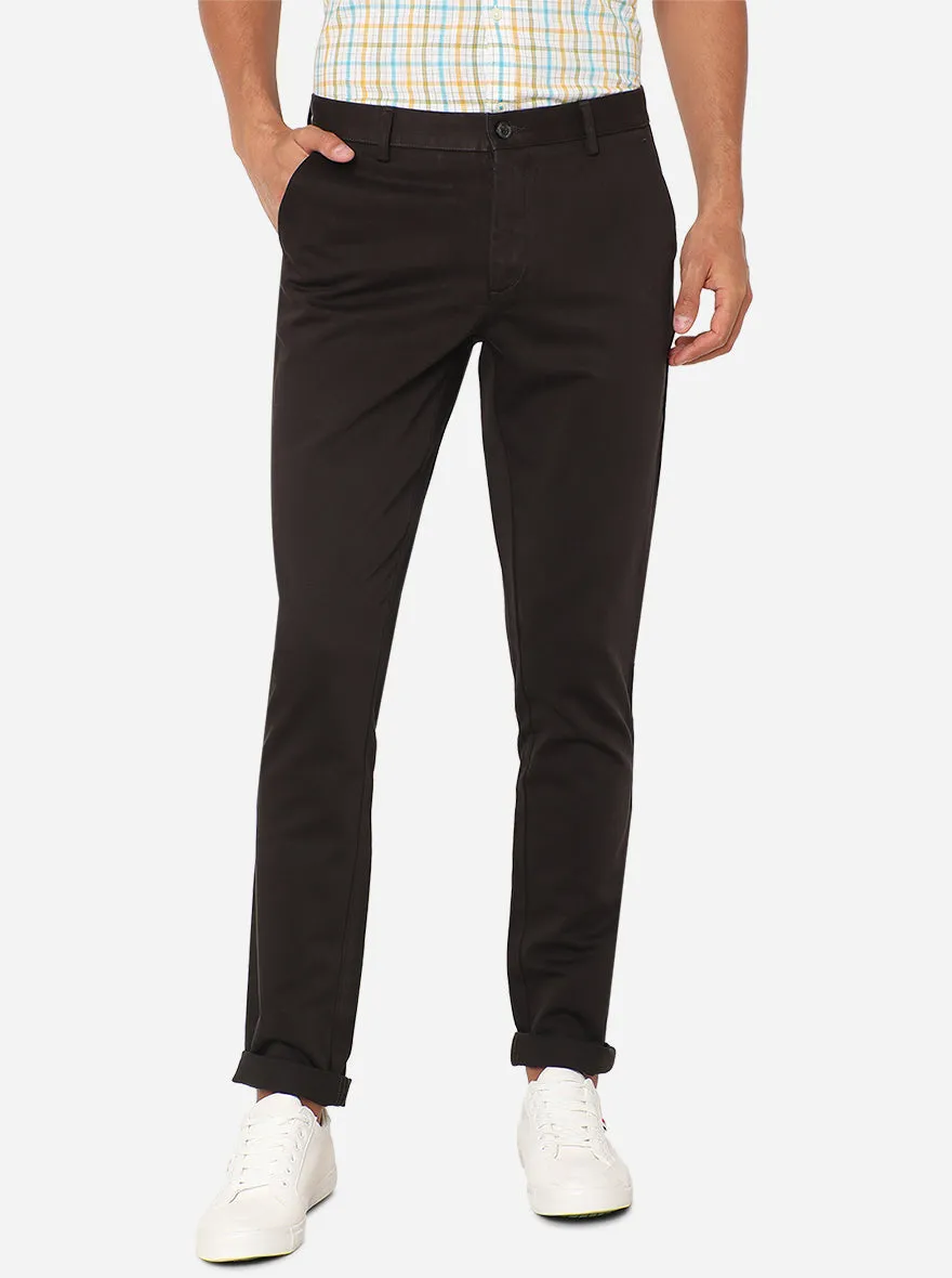 Black Solid Uno Fit Casual Trouser | JadeBlue