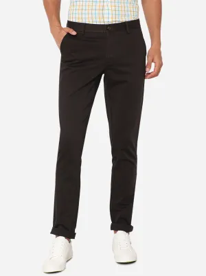 Black Solid Uno Fit Casual Trouser | JadeBlue