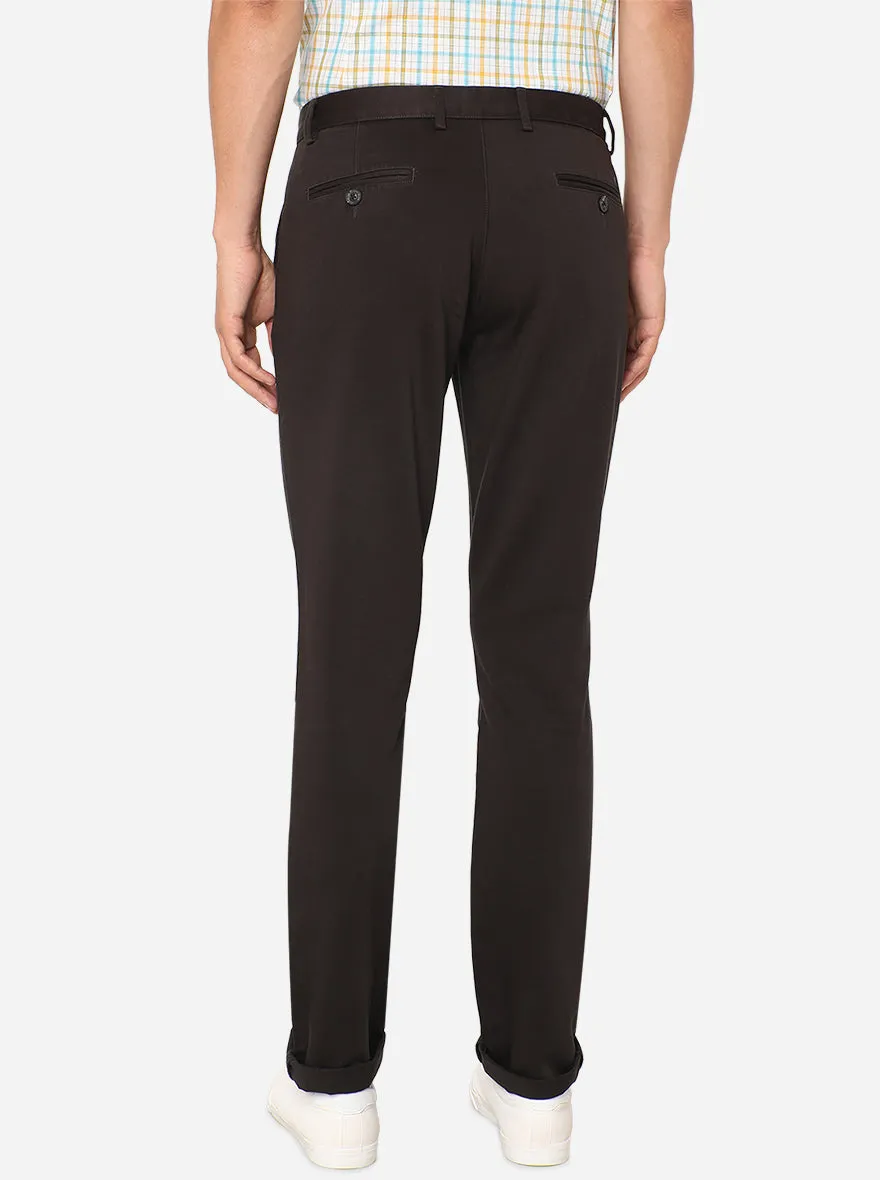 Black Solid Uno Fit Casual Trouser | JadeBlue