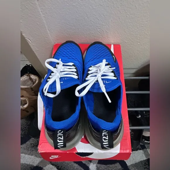 Blue and black Nike shoes