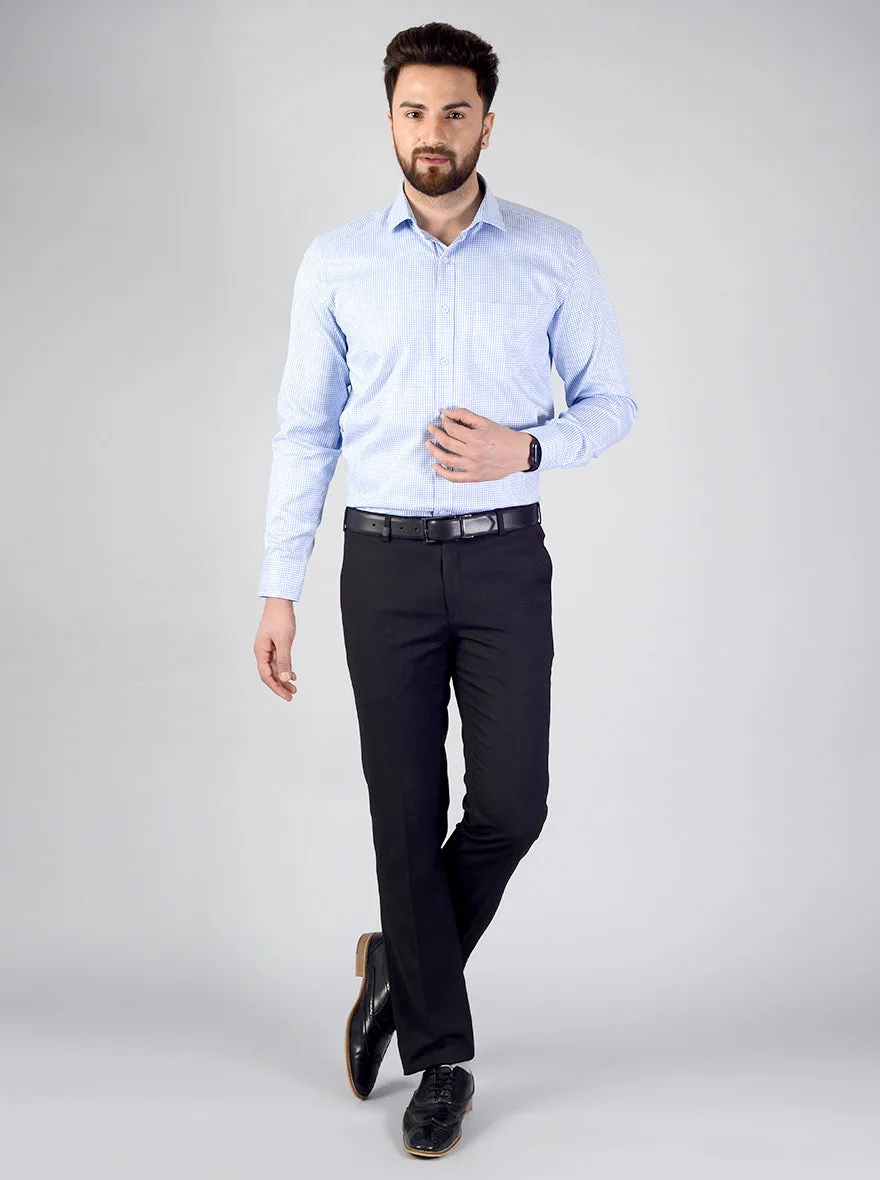 Blue Self Design Regular Fit Formal Shirt | JadeBlue