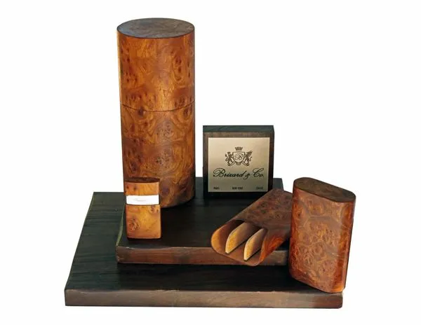 Brizard and Co. "Show Band" 3 Cigar Case - Carpathian Burl