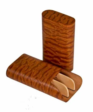 Brizard and Co. "Show Band" 3 Cigar Case - Sapele Pommele
