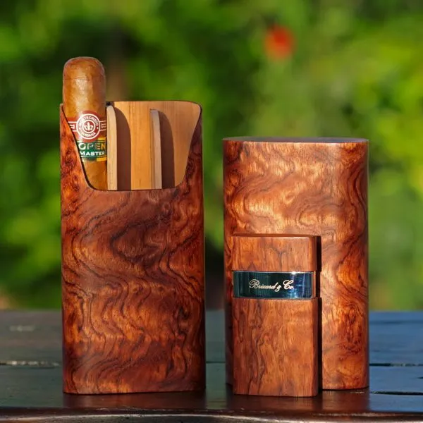 Brizard and Co. The "Show Band" 3 Cigar Case - Bubinga