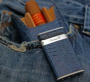 Brizard and Co. The "Show Band" 3 Cigar Case - Indigo Croco Pattern