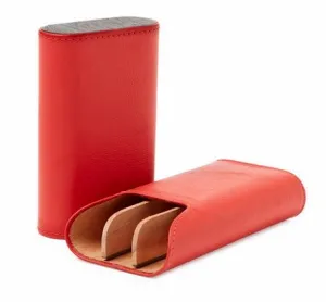 Brizard and Co. The "Show Band" 3 Cigar Case - Sunrise Red and Macassar Ebony (Flat Top)
