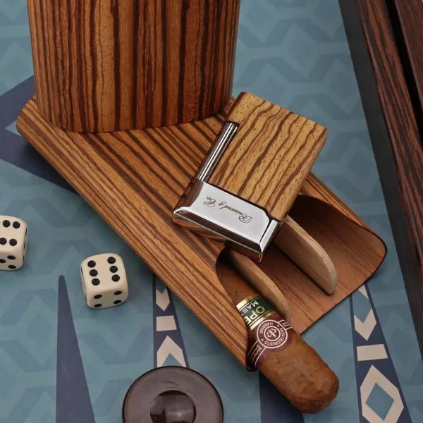Brizard and Co. The "Show Band" 3 Cigar Case - Zebrawood