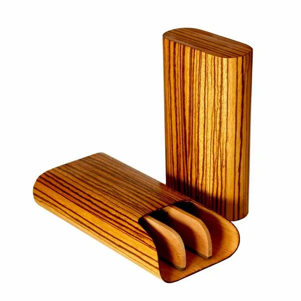 Brizard and Co. The "Show Band" 3 Cigar Case - Zebrawood