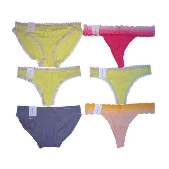 Calvin Klein Women’s Panties 6 Pairs Different Styles &amp; Colors Size M