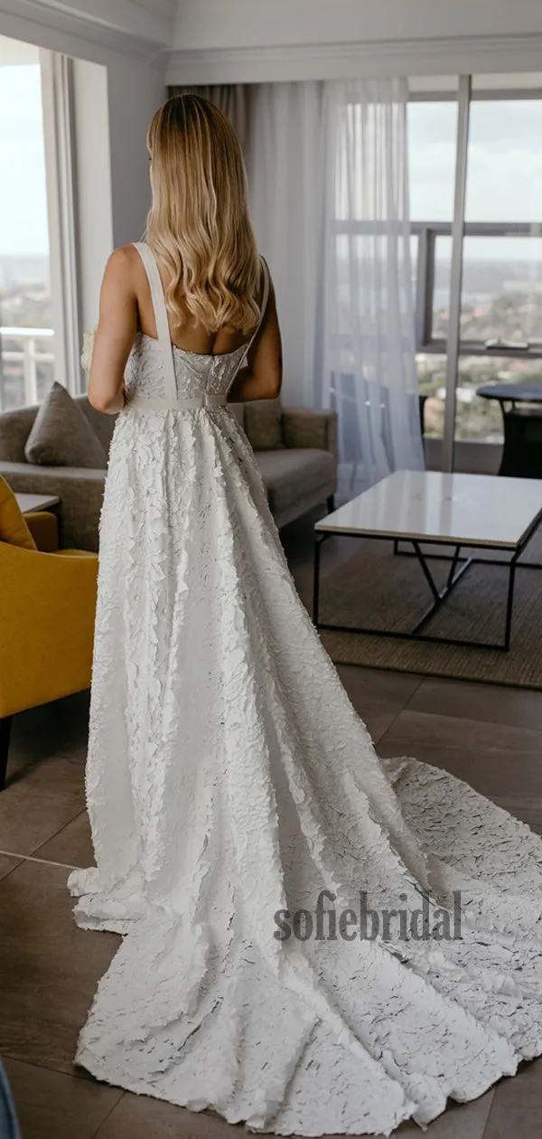 Cheap Spaghetti Straps Lace Long Wedding Dresses Online,SFWD0028