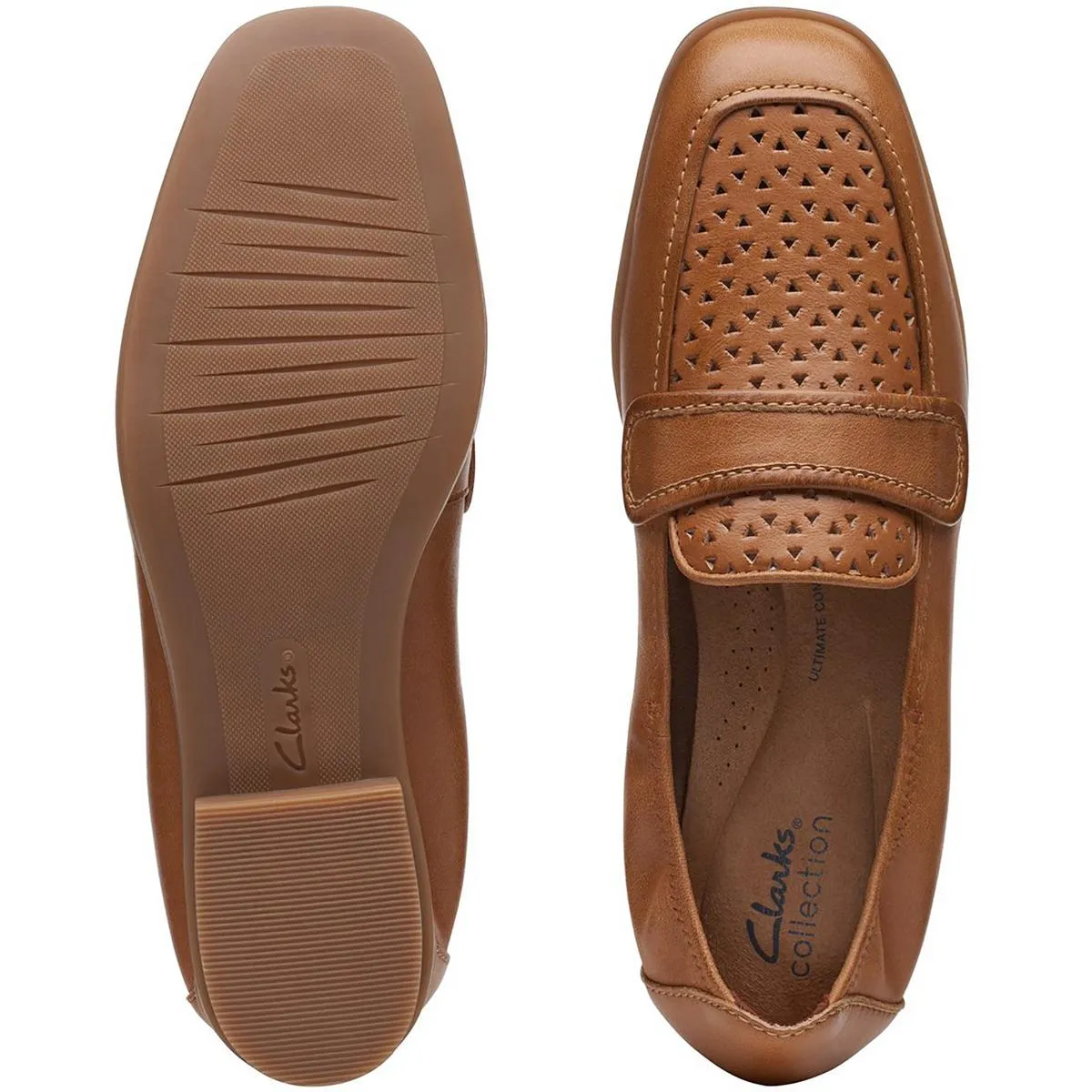 Clarks Womens Lyrical Way Leather Slip-On Loafers