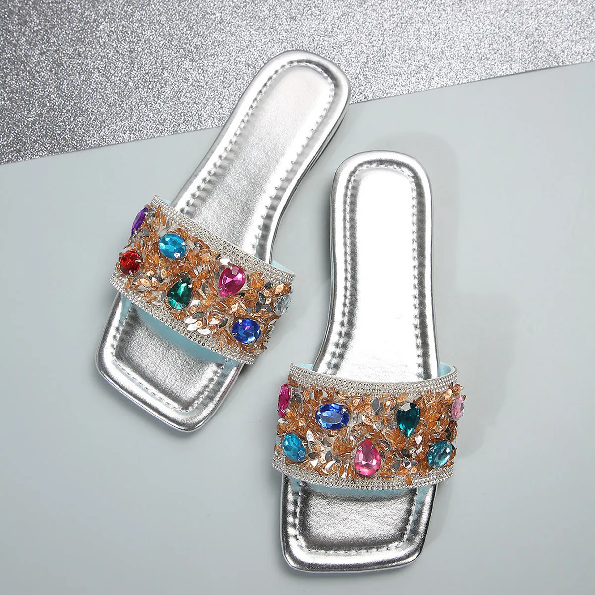 Colorful Rhinestone Slippers